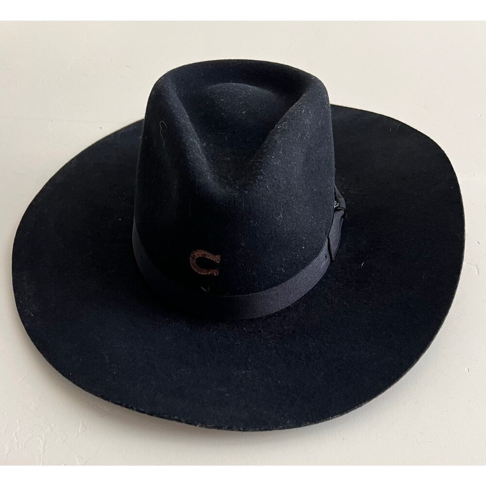 Charlie 1 Horse Women's Highway Wool Western Fashion Hat Black Ribbon Plain M